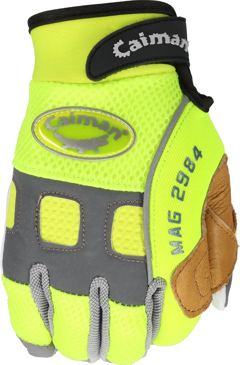 Caiman MAG, Multi-Activity Glove with Goat Grain Leather Patch Palm, Hi-Vis AirMesh Back, Pinch'd-Tip Fingers, Neoprene Knuckle, High-Vis Yellow/Gold, X-Large (2984-6)