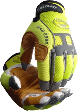 Caiman MAG, Multi-Activity Glove with Goat Grain Leather Patch Palm, Hi-Vis AirMesh Back, Pinch'd-Tip Fingers, Neoprene Knuckle, High-Vis Yellow/Gold, X-Large (2984-6)
