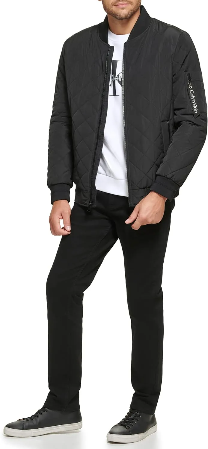Calvin Klein Men's Quilted Zipper Detail Flight Jacket