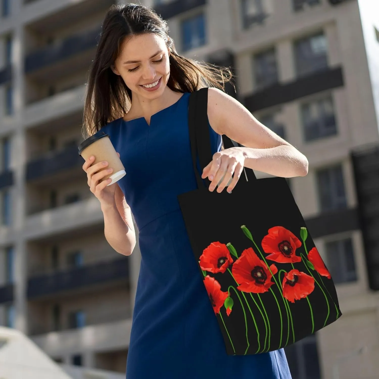 Canvas Tote Bag Large Women Casual Shoulder Bag Handbag Reusable Storage Shoulder Bag