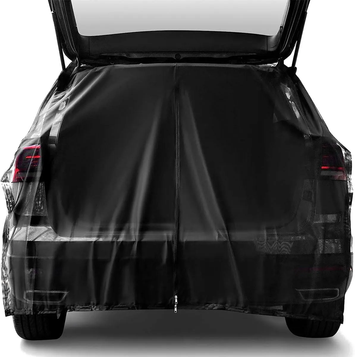 Car Tailgate Mesh Screen, Magnetic Mount Auto Tailgate Rear Windshield Sunshade Net, Breathable Trunk Mesh Tent Vehicle Camping for SUV Van MPV, Camping Gear Accessories (M: 63"×59")