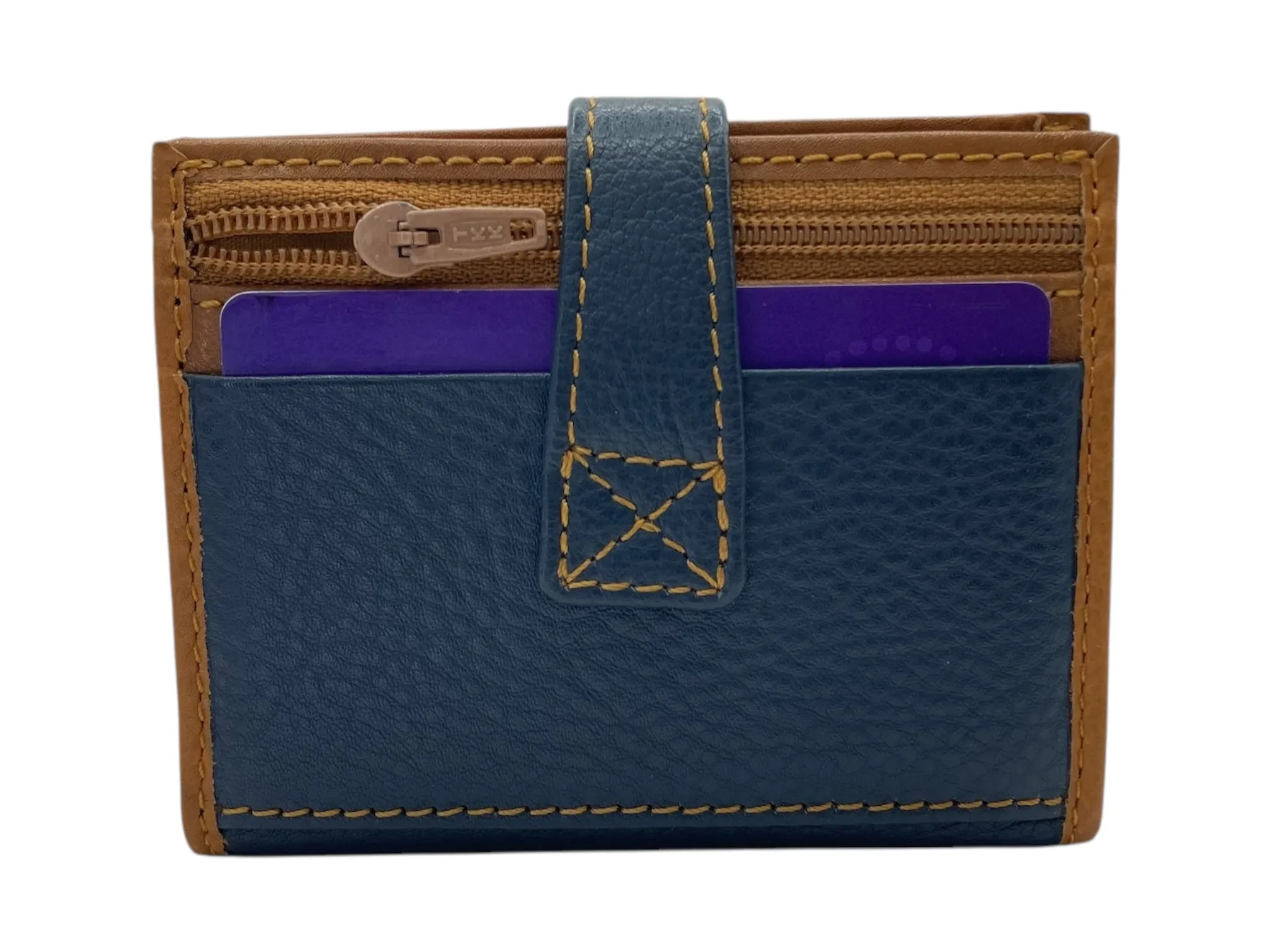Card Case & Cash Wallet Compact Size 12 Card Space Plus Zip For Coins # 4029Z