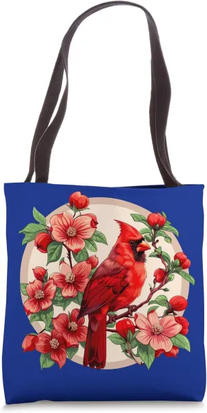 Cardinal Bird On Dogwood Flower - North Carolina Bird Flower Tote Bag