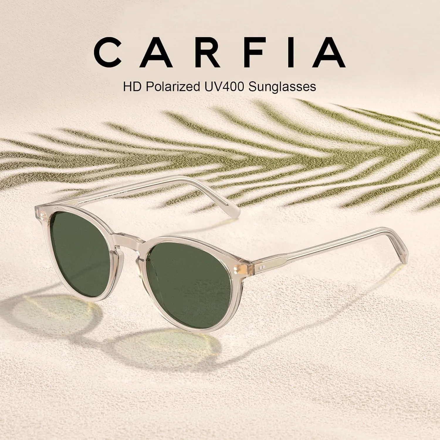 CARFIA Round Polarized Sunglasses for Women Small Face UV Protection Acetate Frame Classic Retro Style CA2302