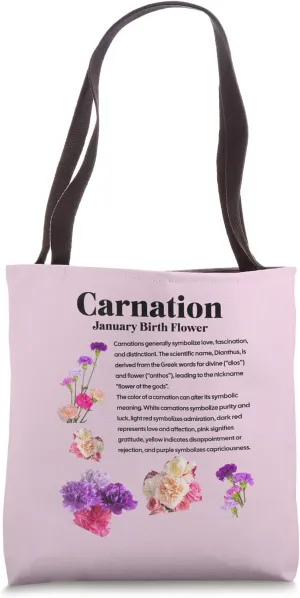 Carnation January Birth Flower Art - Celebrate Your Month Tote Bag