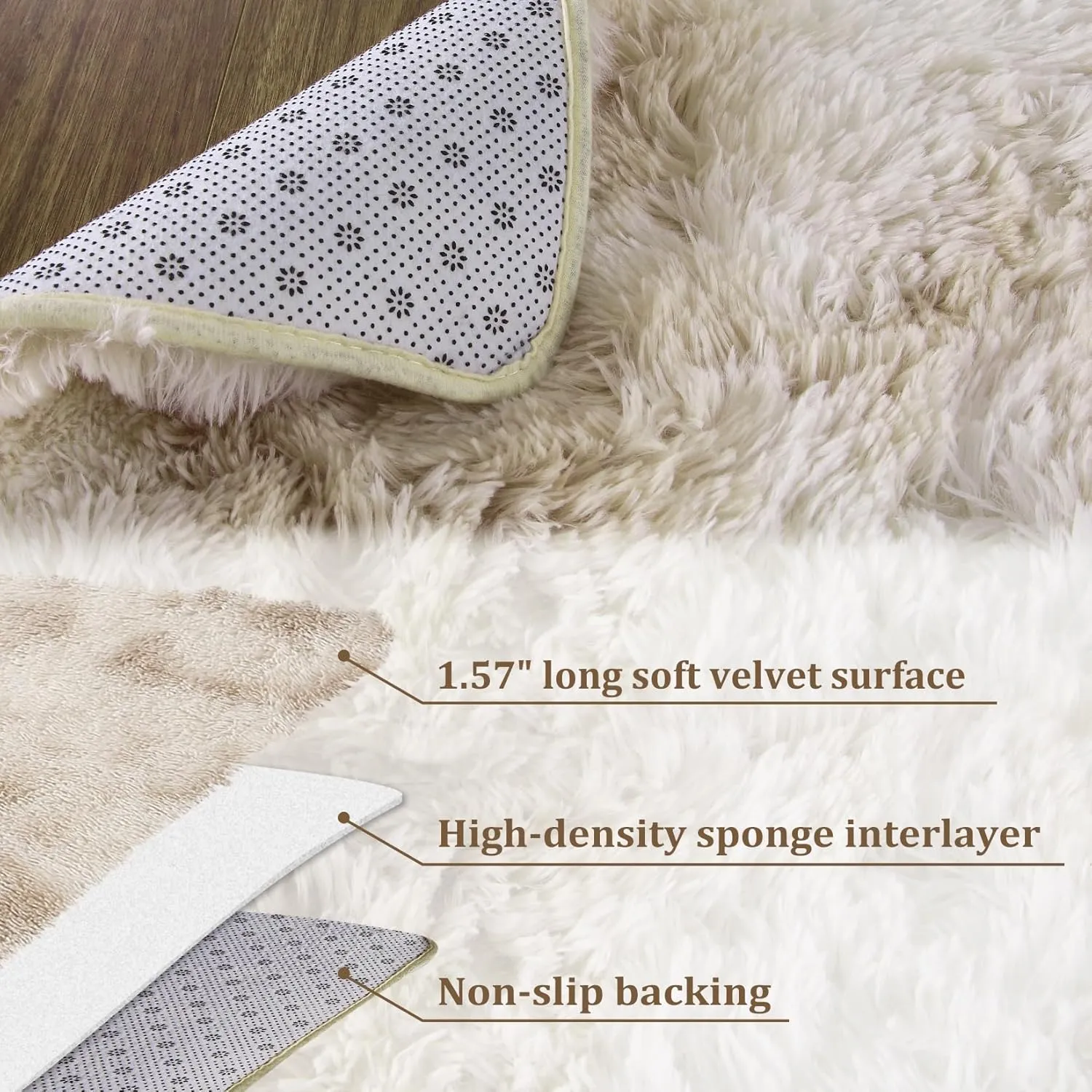 CAROMIO Runner Rug 2x8 Feet Plush Fluffy Rug for Bedroom Living Room, Shag Furry Hallway Runner Rug Carpet Non Shedding for Nursery Children Kids Girls Room Home Decorative, Beige Taupe
