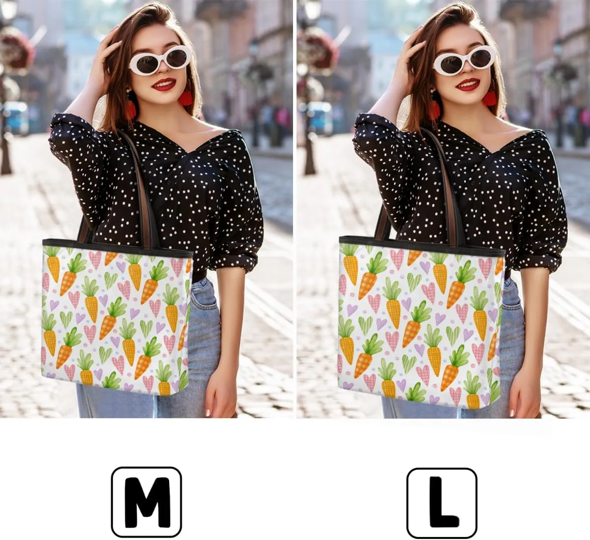 Carrot Heart Pattern Tote Bag Tote Purse for Women with Zipper Womens Handbags for Work Travel