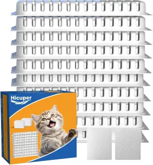 Cat Water Fountain Filters,Replacement Filter for 108oz/3.2L Cat Fountain,10 Packs Filters & 2 Sponges Set for Stainless Steel Pet Water Fountain (Model:PET-HS001-US)