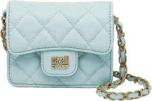 Cavalli Class COMO Light Blue Mini Quilted Crossbody Bag for womens
