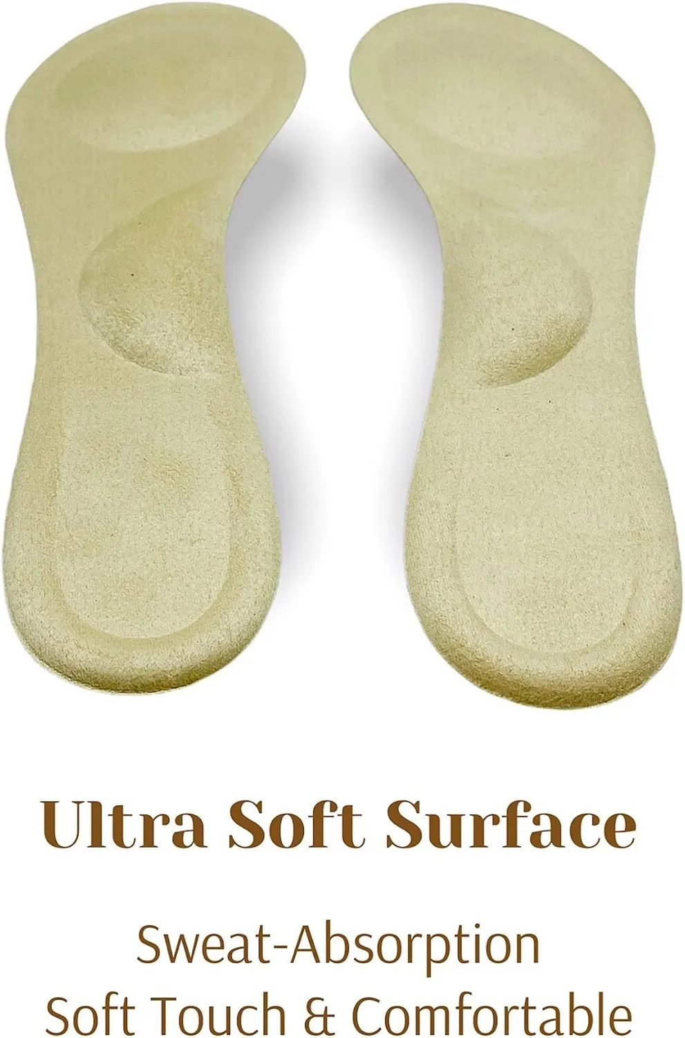 CB 4 Pairs of Suede Sponge Inserts Invisible Slim Insoles Liners, Ball of Foot Pain Relief Cushion, Arch Pain Barefoot Support, 3/4 Length for Women's Shoes 5-7, 2 Pairs Black & 2 Pairs Beige
