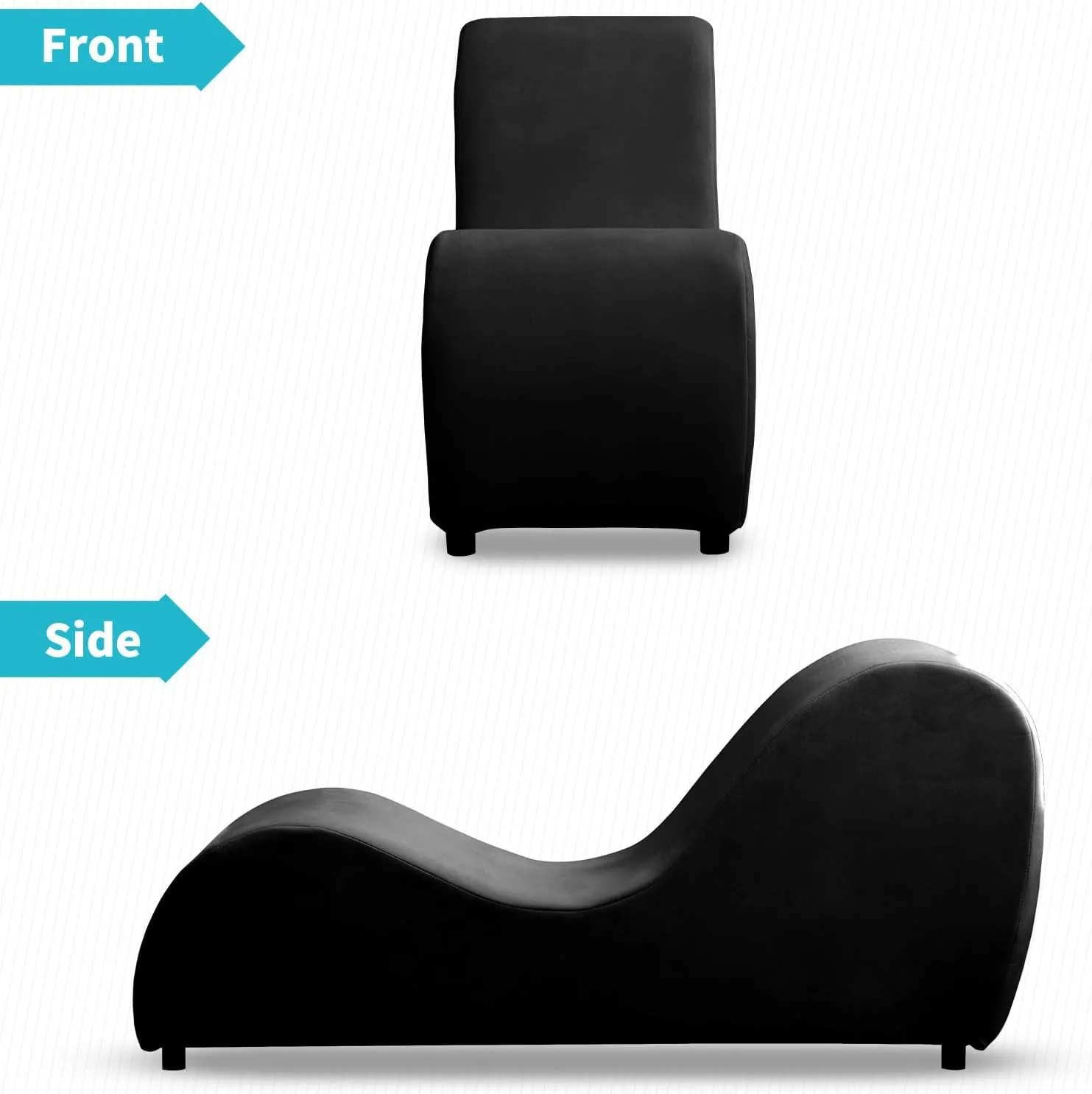 CECER Curved Chaise Lounge Chair for Yoga,Modern Velvet Yoga Chair for Stretching, Relaxing, Exercising, Chaise Lounge Indoor for Indoor Living Room,Bedroom-Black