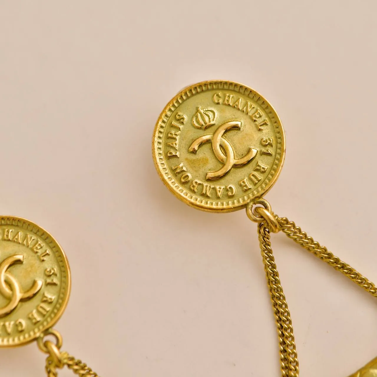 Chanel CC Coin Quilted Flap Bag Drop Earrings