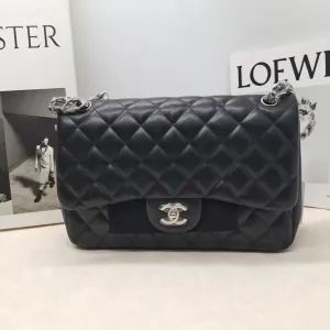 Chanel Lambskin Double Flap CF Jumbo Black Shoulder Bag 2012