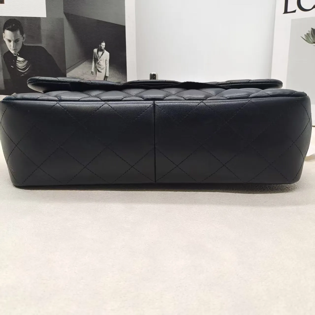 Chanel Lambskin Double Flap CF Jumbo Black Shoulder Bag 2012