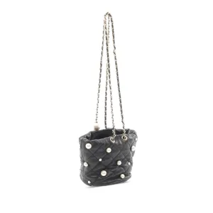 Chanel Mini Quilted Lambskin About Pearls Drawstring Bucket Bag