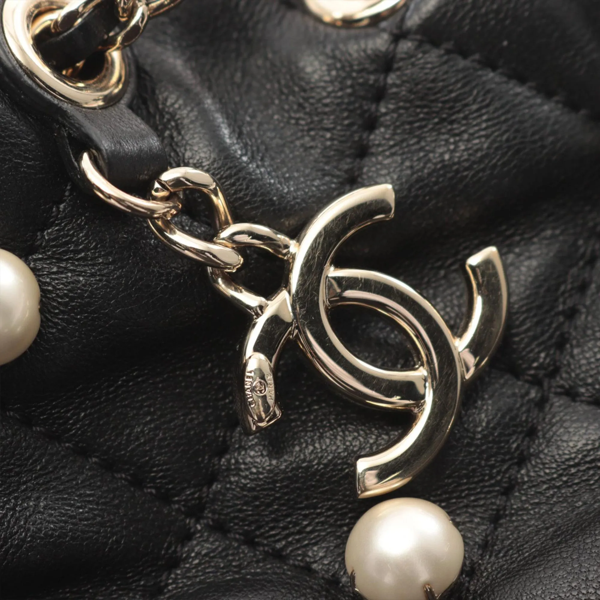 Chanel Mini Quilted Lambskin About Pearls Drawstring Bucket Bag