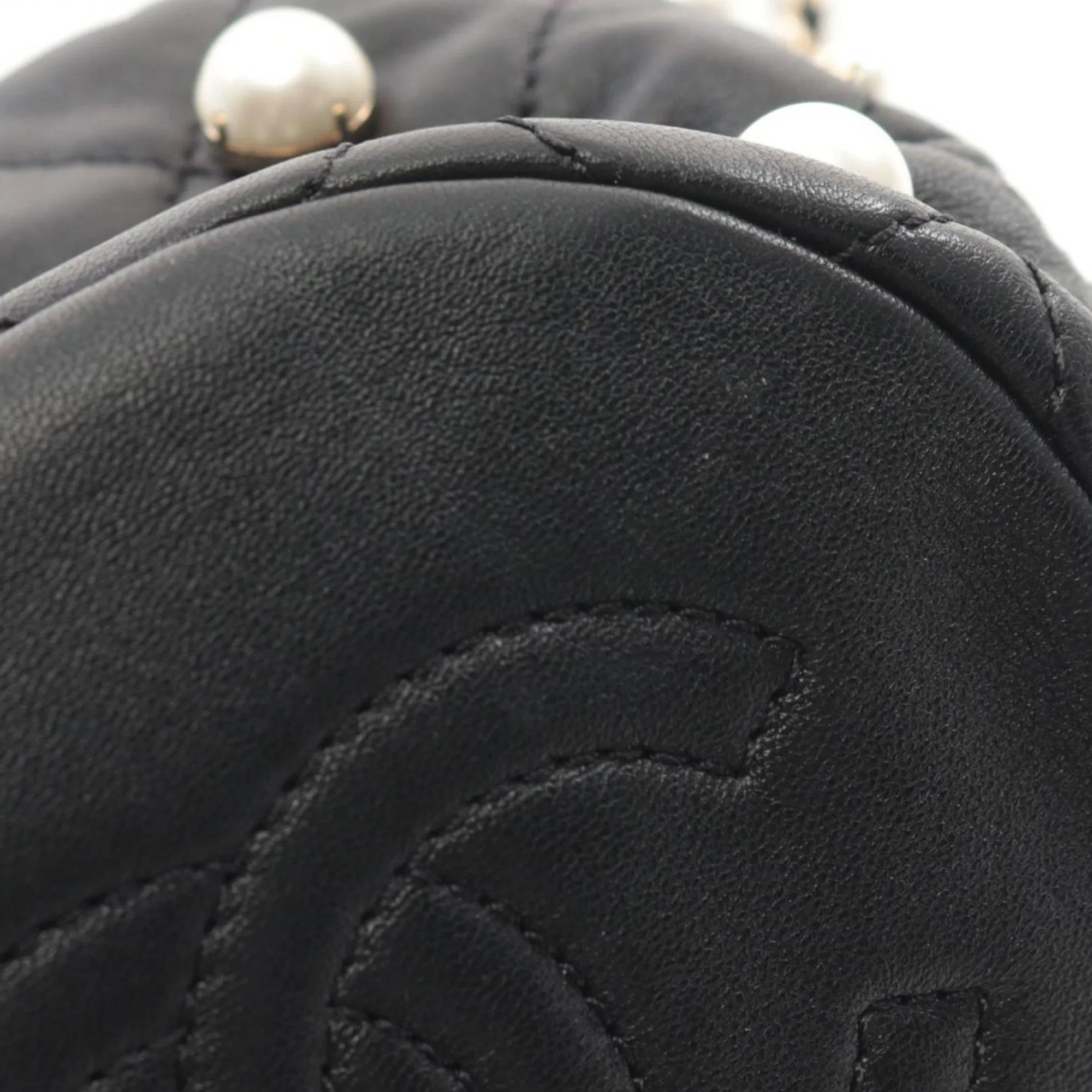 Chanel Mini Quilted Lambskin About Pearls Drawstring Bucket Bag