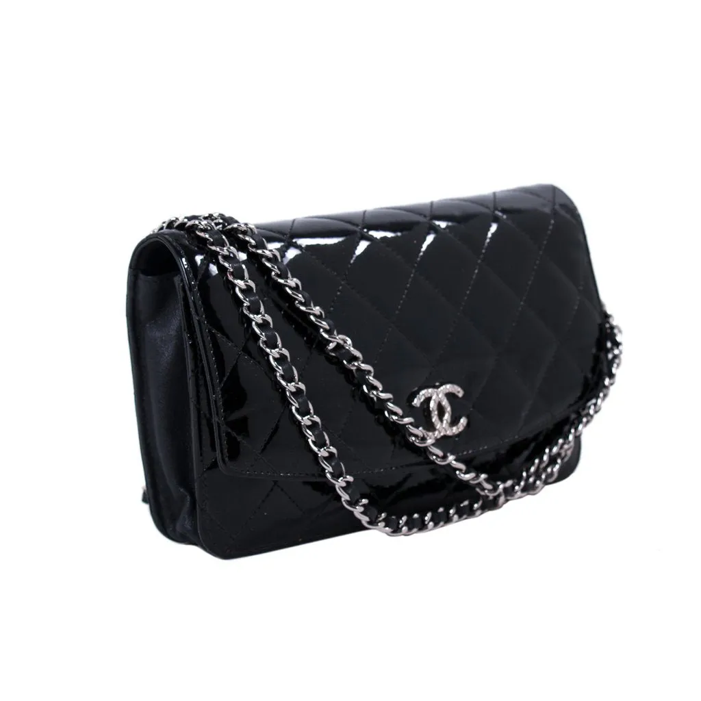 Chanel Quilted Patent Wallet on Chain WOC