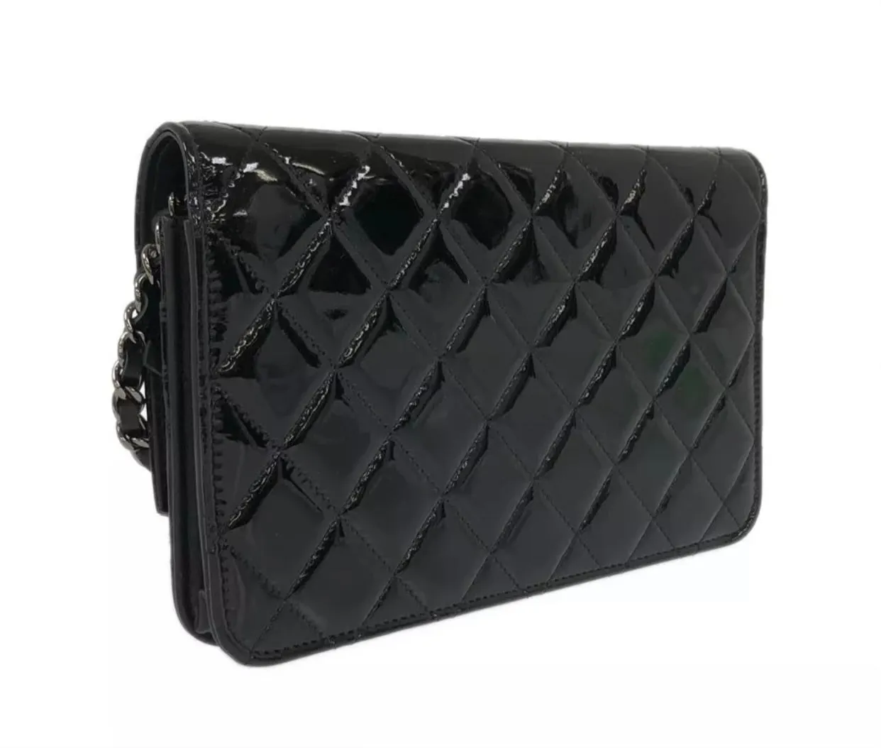 Chanel Quilted Patent Wallet on Chain WOC