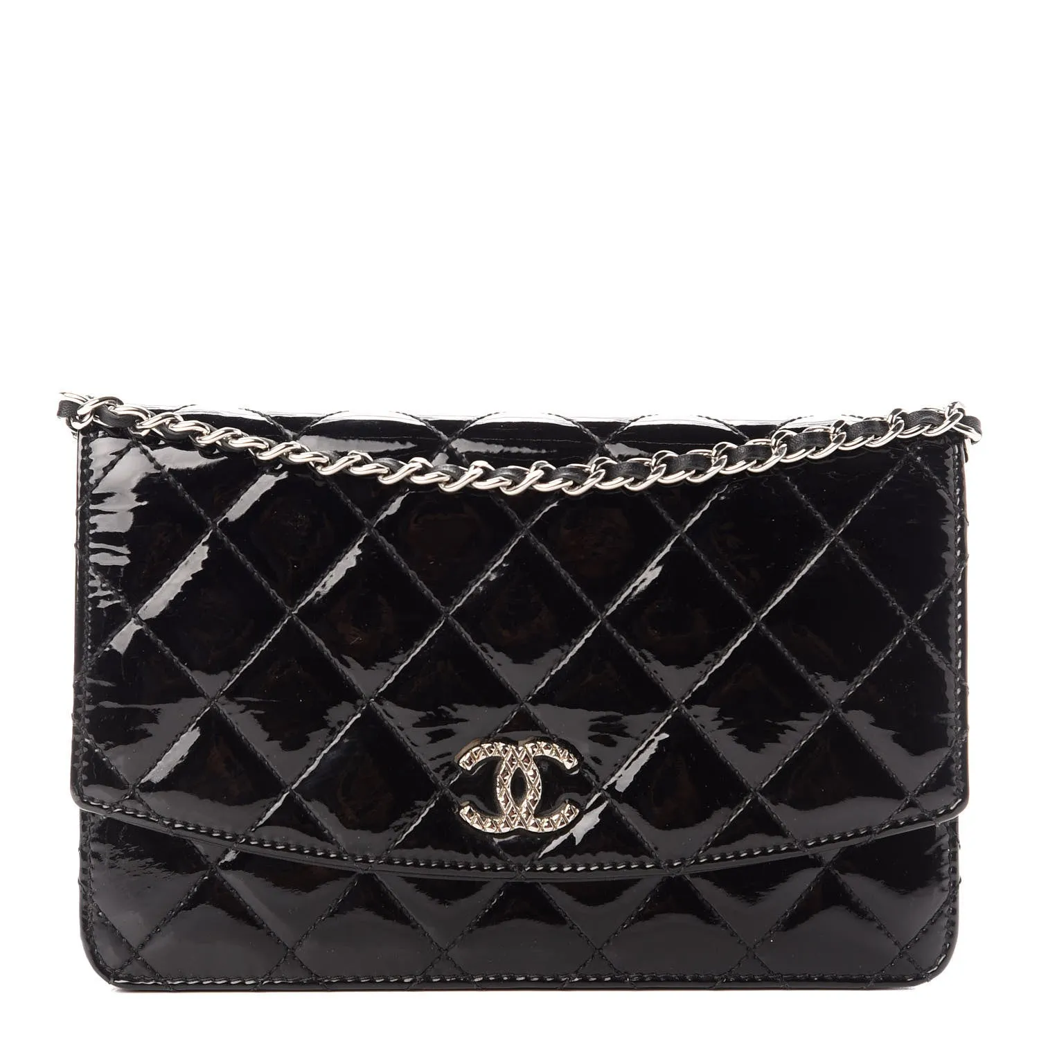 Chanel Quilted Patent Wallet on Chain WOC
