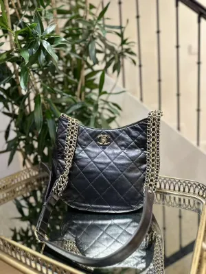 Chanel Quilted Shoulder Bag Black Leather