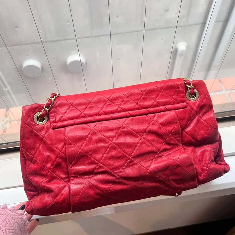 Chanel Red Leather Chain Shoulder Bag AF603 - Preloved