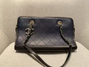 Chanel Timeless Quilted Navy Leather Shoulder Bag
