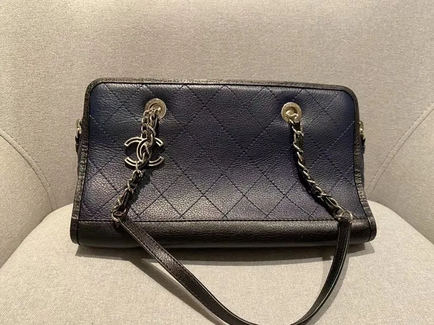 Chanel Timeless Quilted Navy Leather Shoulder Bag