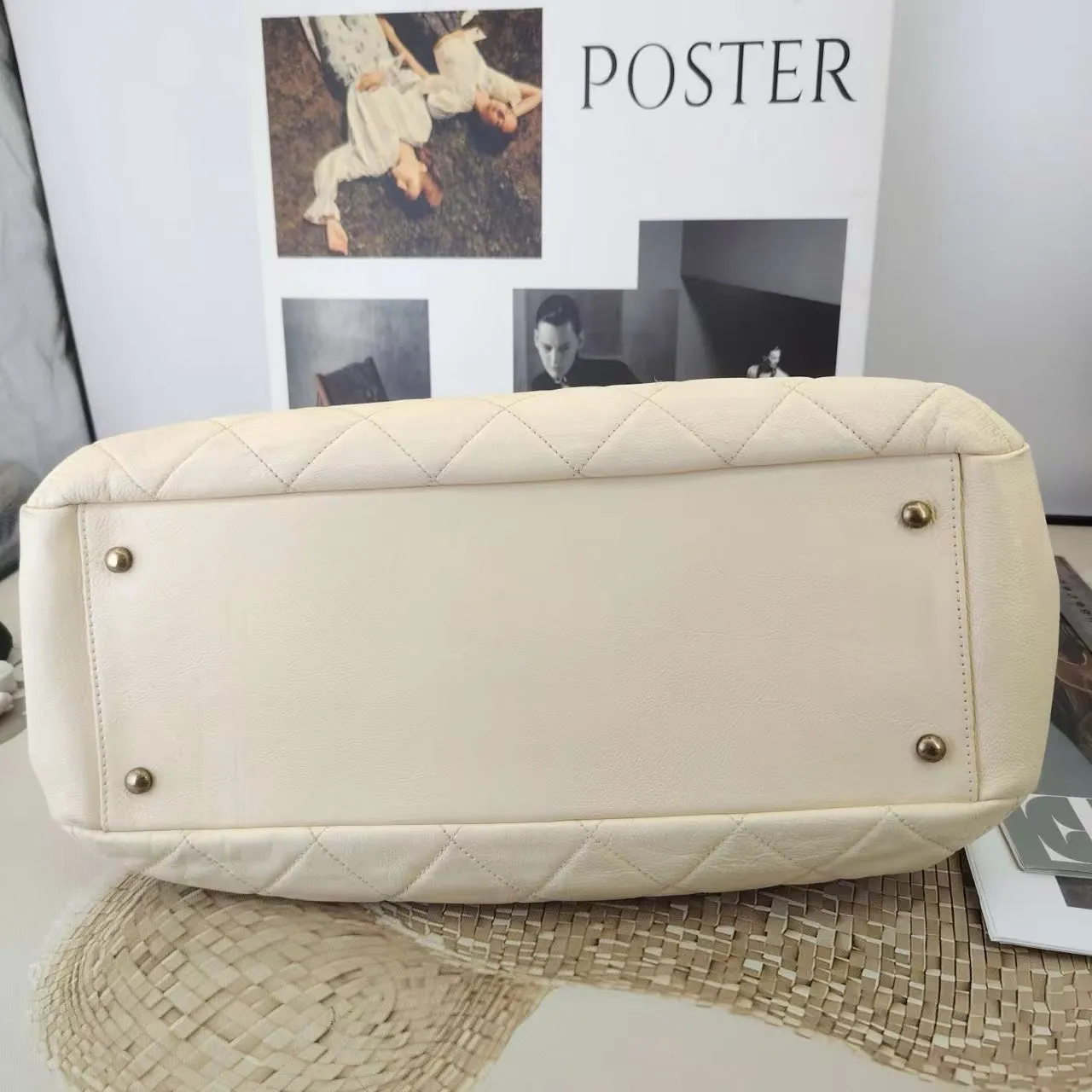 Chanel Vintage Quilted Beige Tote Bag