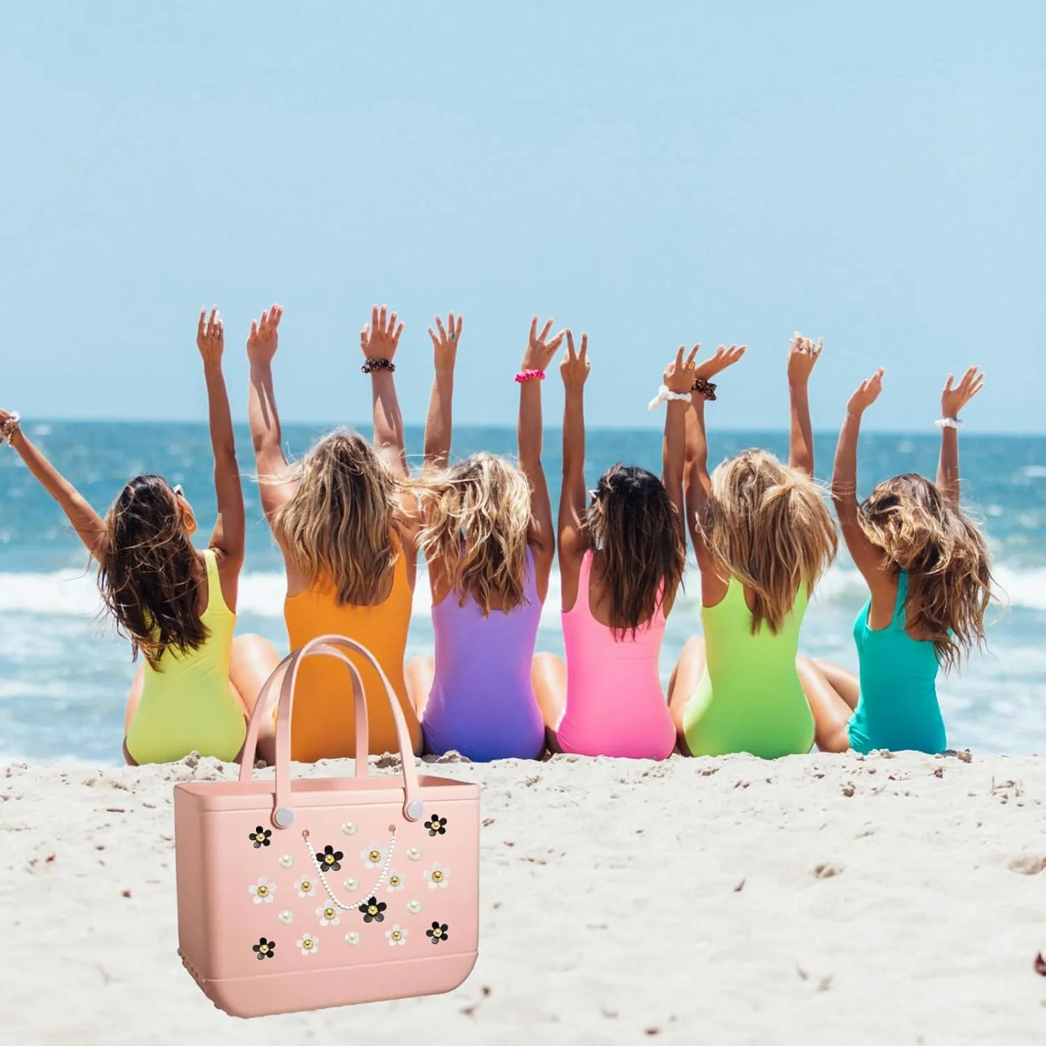 Charms for Beach Bag, Accessories Compatible with Bogg Bags, Flower Charms for Simply Southern Beach Tote Bags