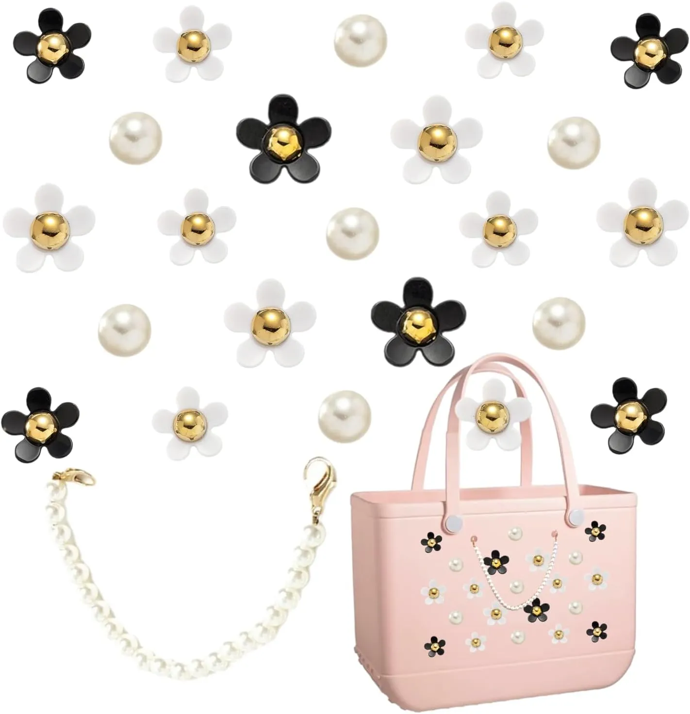 Charms for Beach Bag, Accessories Compatible with Bogg Bags, Flower Charms for Simply Southern Beach Tote Bags