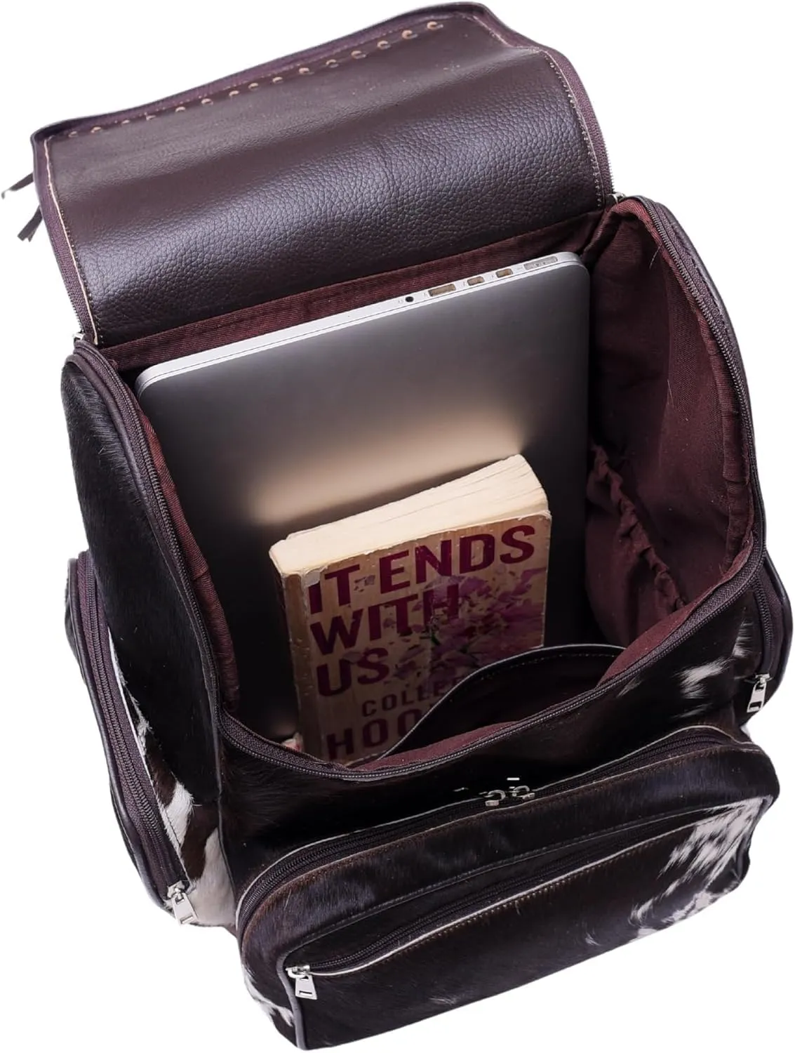 CHAYELL Cowhide Genuine Leather Backpack with Laptop Compartment – Travel Bag, Western Diaper Bag for Women (Brown jhalar, Brown)