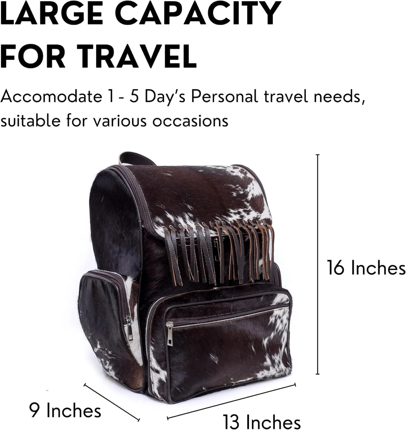 CHAYELL Cowhide Genuine Leather Backpack with Laptop Compartment – Travel Bag, Western Diaper Bag for Women (Brown jhalar, Brown)