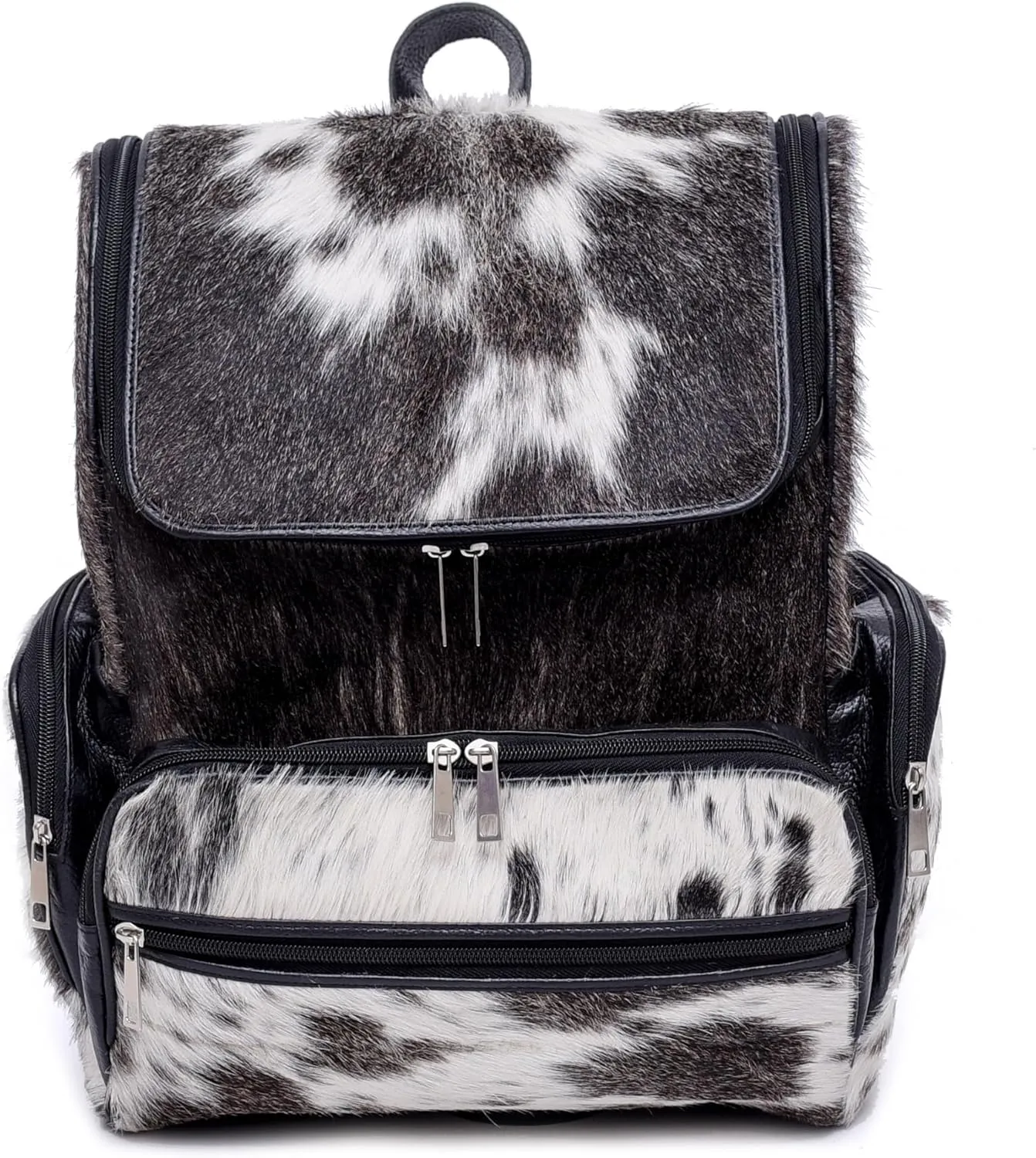 CHAYELL Cowhide Genuine Leather Backpack with Laptop Compartment – Travel Bag, Western Diaper Bag for Women (Brown panda, Grey)