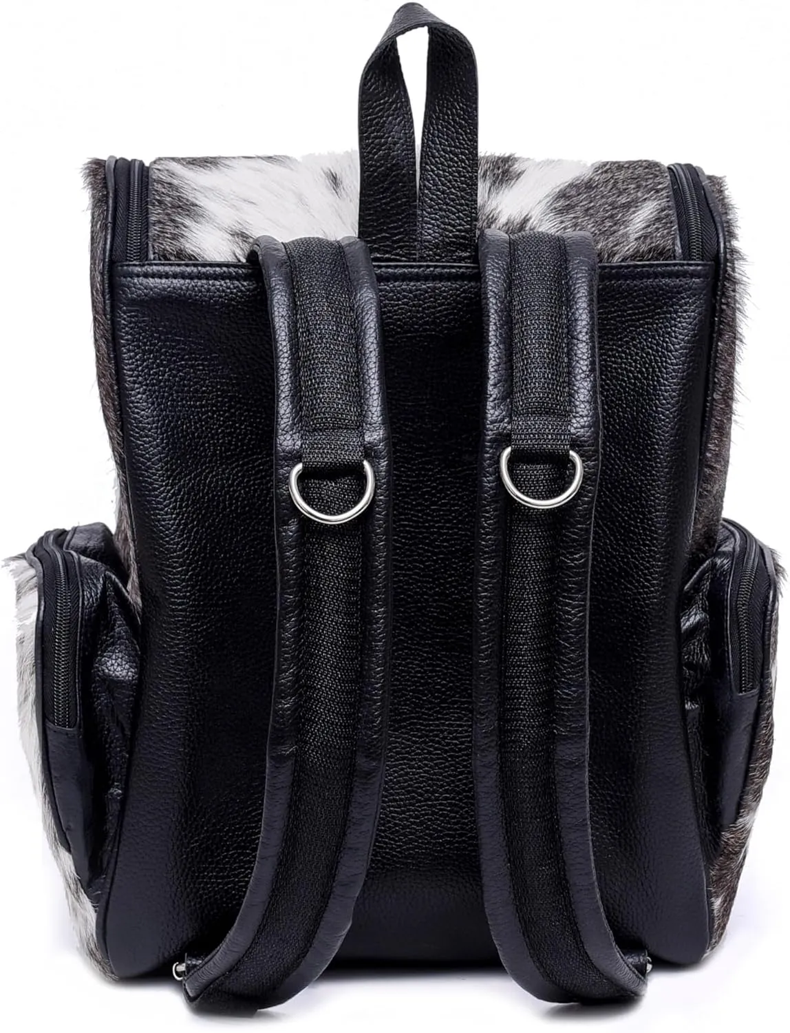 CHAYELL Cowhide Genuine Leather Backpack with Laptop Compartment – Travel Bag, Western Diaper Bag for Women (Brown panda, Grey)
