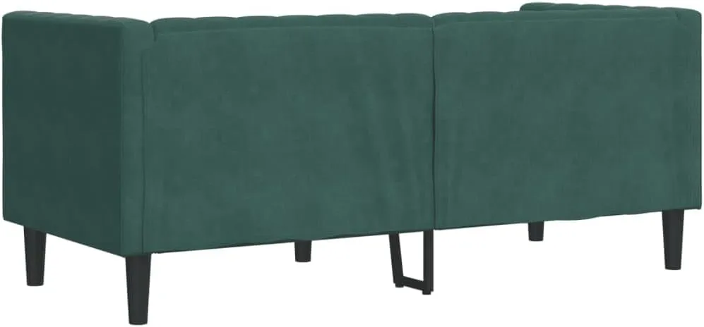 Chesterfield Sofa with Bolsters 2-Seater Dark Green Velvet, Sleeper Sofa, Recliner Sofa Set, Living Room Furniture, Luxurious and Comfortable Sofas for Living Room