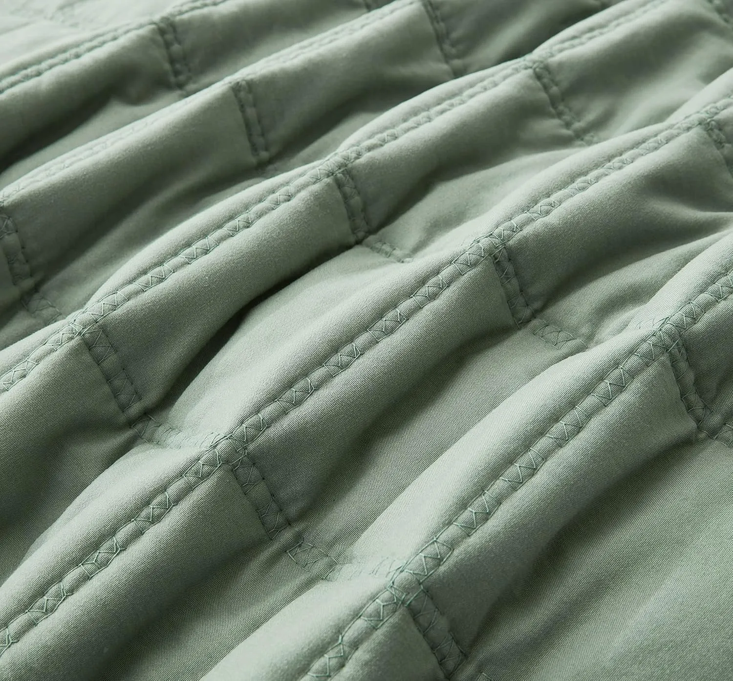 Chezmoi Collection Branson 3-Piece Sage King Size Quilt Set - Stone-Washed Detailed Square Stitch Soft Microfiber Lightweight Quilted Bedspread Coverlet Set for All Seasons
