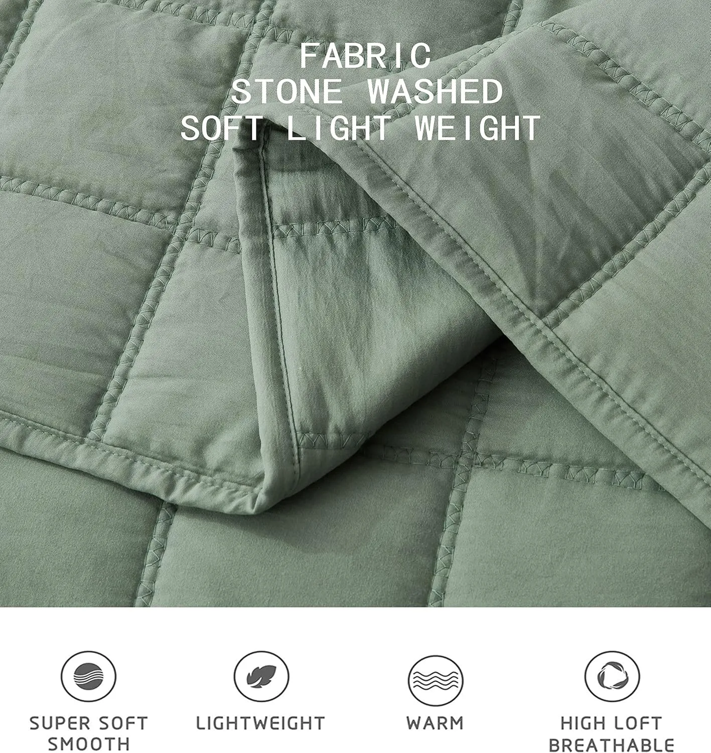 Chezmoi Collection Branson 3-Piece Sage King Size Quilt Set - Stone-Washed Detailed Square Stitch Soft Microfiber Lightweight Quilted Bedspread Coverlet Set for All Seasons