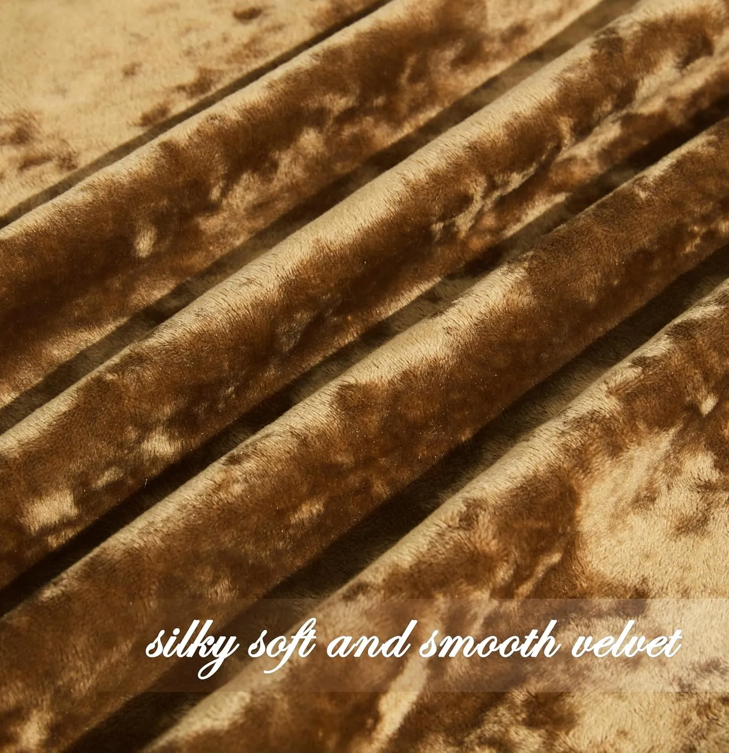 Chezmoi Collection Lux Caramel Gold Crushed Velvet Curtains 2 Panel Set - 72 inches Long Room Darkening Luxury Distressed Velvet Rod Pocket Window Drapes for Living Room Bedroom 50" W x 72" L