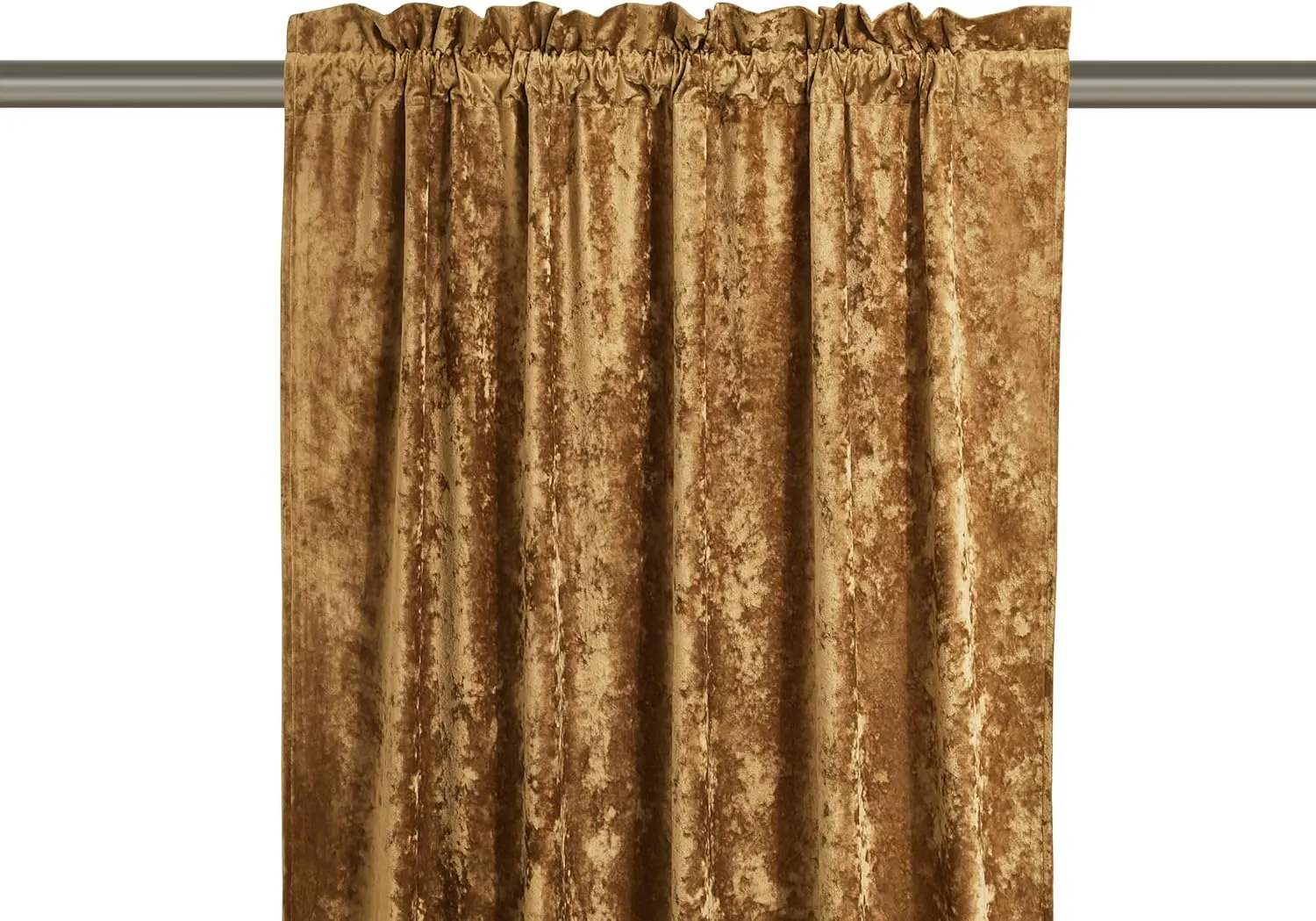 Chezmoi Collection Lux Caramel Gold Crushed Velvet Curtains 2 Panel Set - 72 inches Long Room Darkening Luxury Distressed Velvet Rod Pocket Window Drapes for Living Room Bedroom 50" W x 72" L