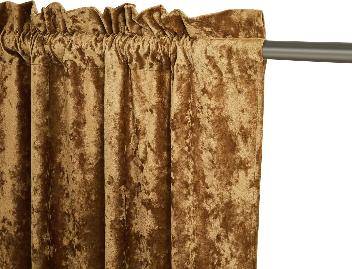 Chezmoi Collection Lux Caramel Gold Crushed Velvet Curtains 2 Panel Set - 72 inches Long Room Darkening Luxury Distressed Velvet Rod Pocket Window Drapes for Living Room Bedroom 50" W x 72" L