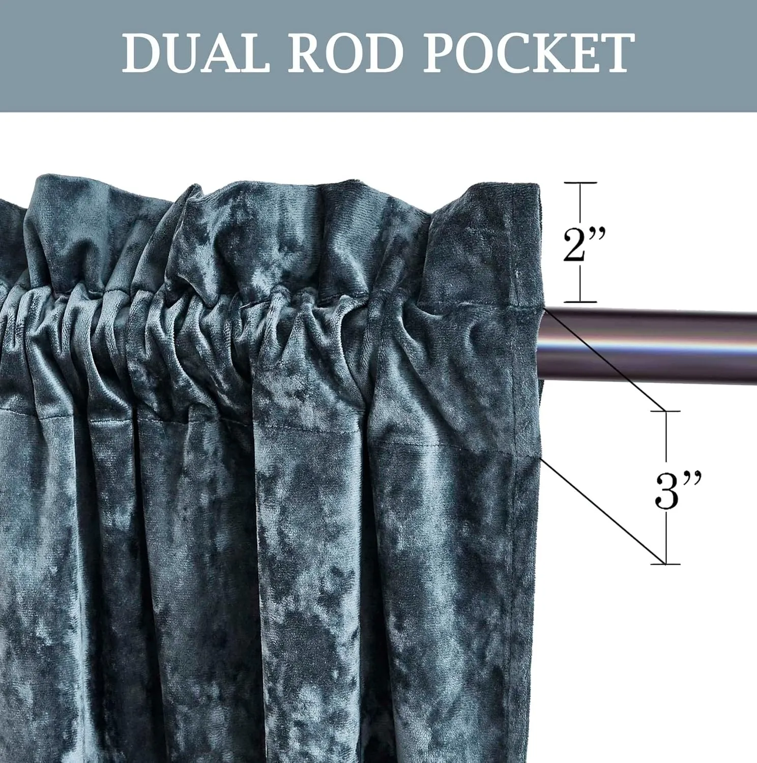 Chezmoi Collection Lux Storm Blue Lush Plush Velvet Curtains 2 Panel Set - 84 inches Long Room Darkening Luxury Rod Pocket Window Drapes for Living Room Bedroom 50" W x 84" L