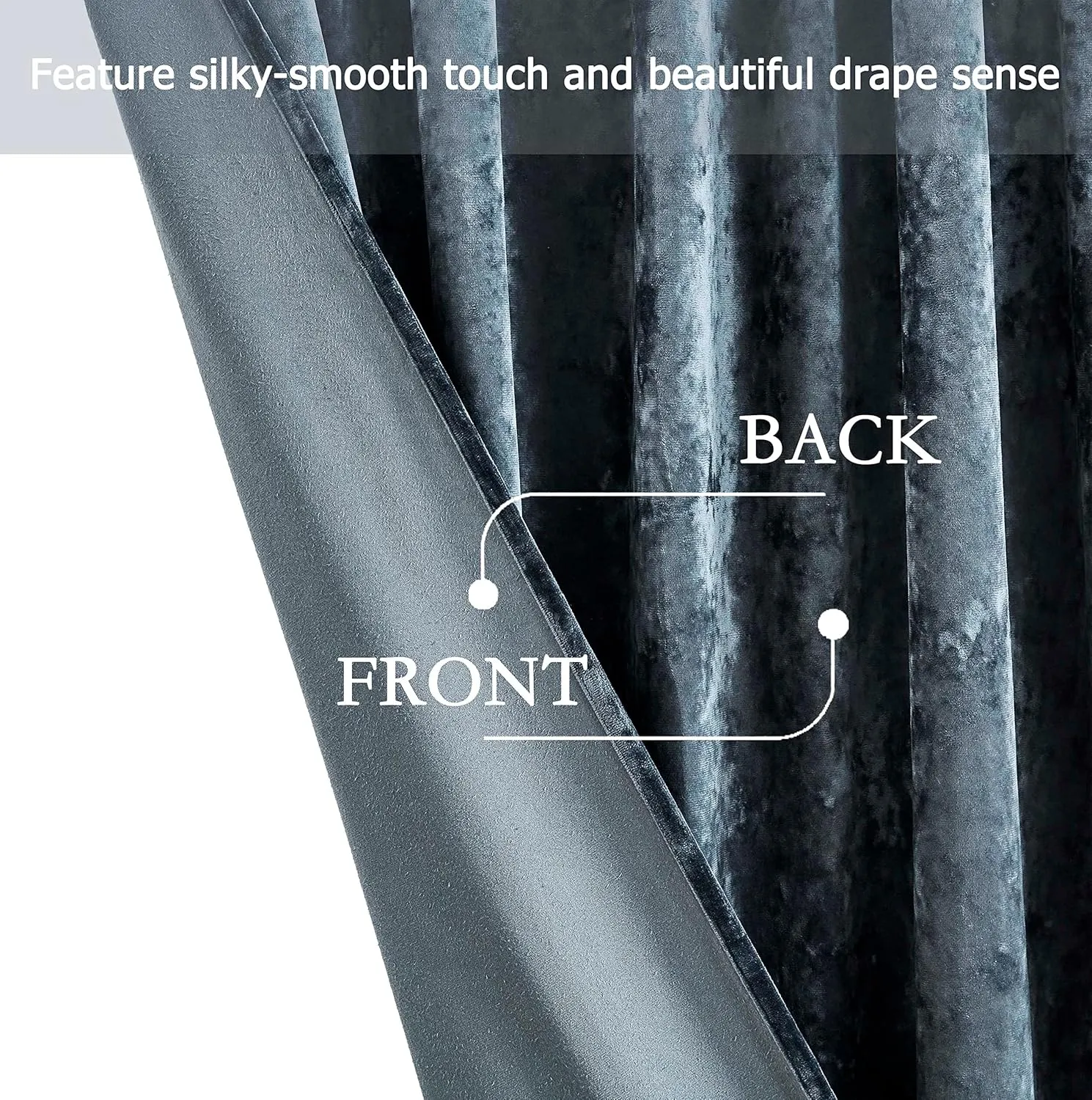 Chezmoi Collection Lux Storm Blue Lush Plush Velvet Curtains 2 Panel Set - 84 inches Long Room Darkening Luxury Rod Pocket Window Drapes for Living Room Bedroom 50" W x 84" L