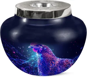 Chicken Cremation Urns for Adult Ashes Women - Large Blue Funeral Urns for Adult Male - Matki Burial Urn for Mother & Father - Memorial Human Urn for Ashes Male - 7 Inch