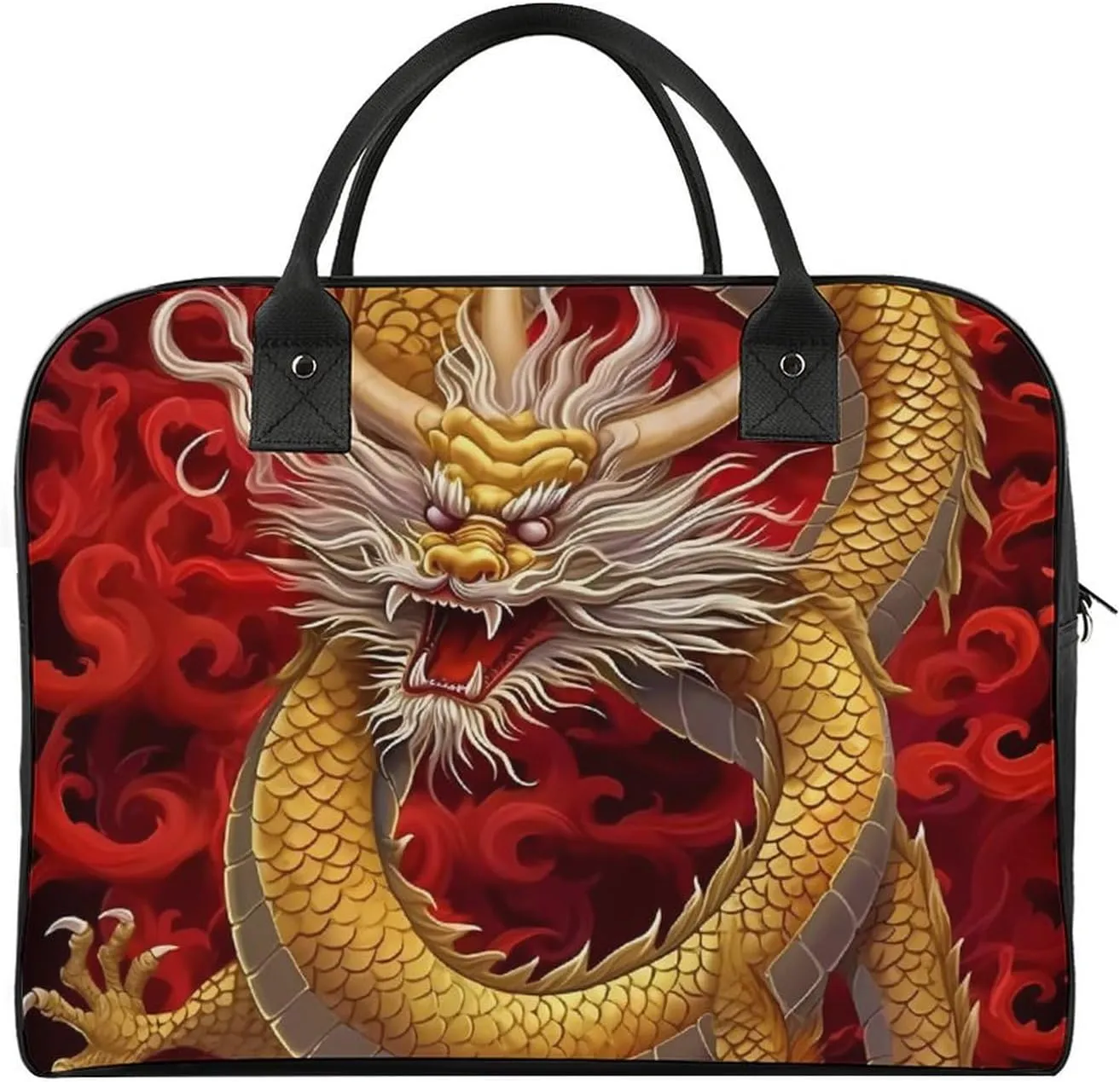 Chines Tradition Dragon Travel Duffel Bag Weekender Overnight Shoulder Bags Luggage Carrying Tote for Men Women