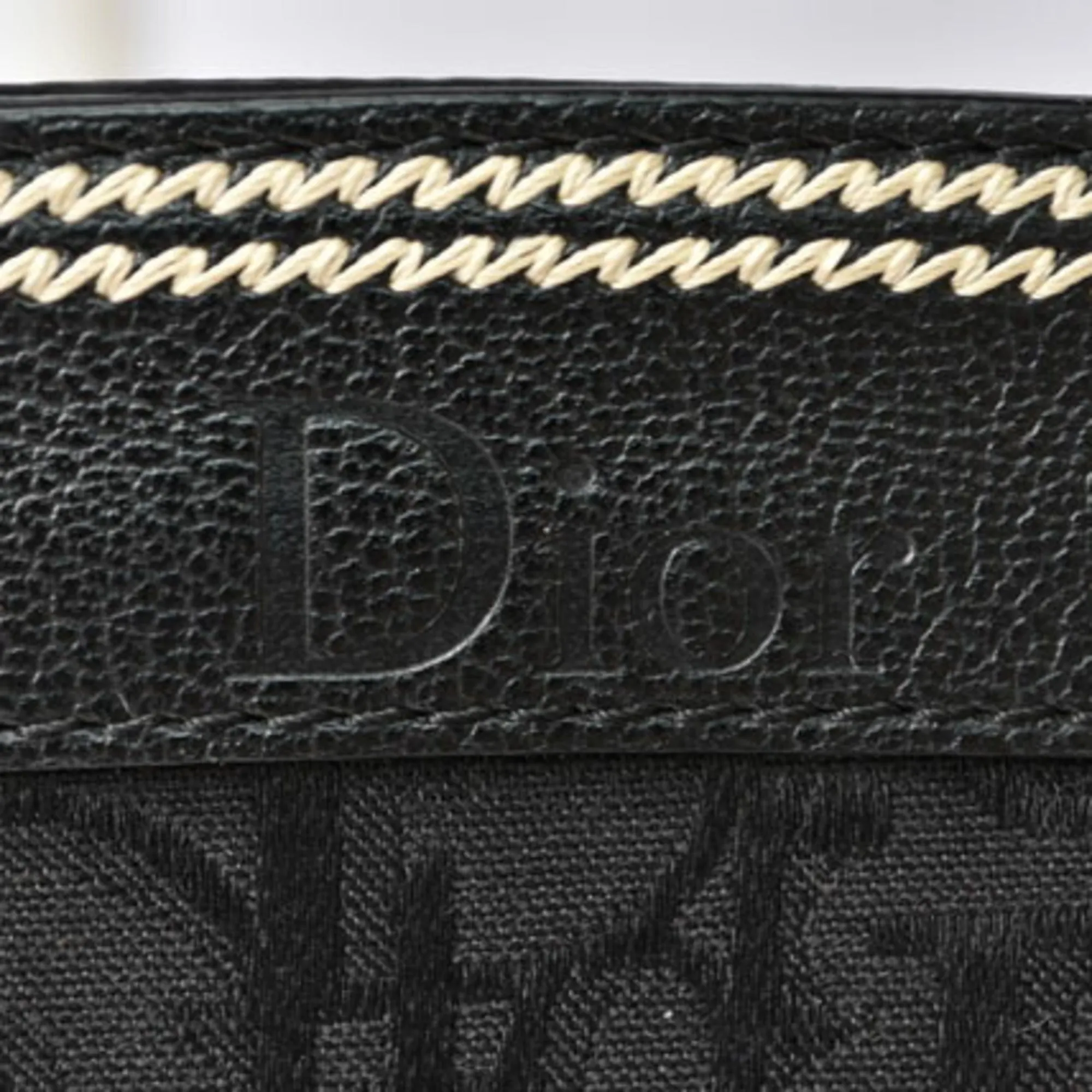 CHRISTIAN DIOR Tote Bag Embroidered Trotter Flower Embroidery Black