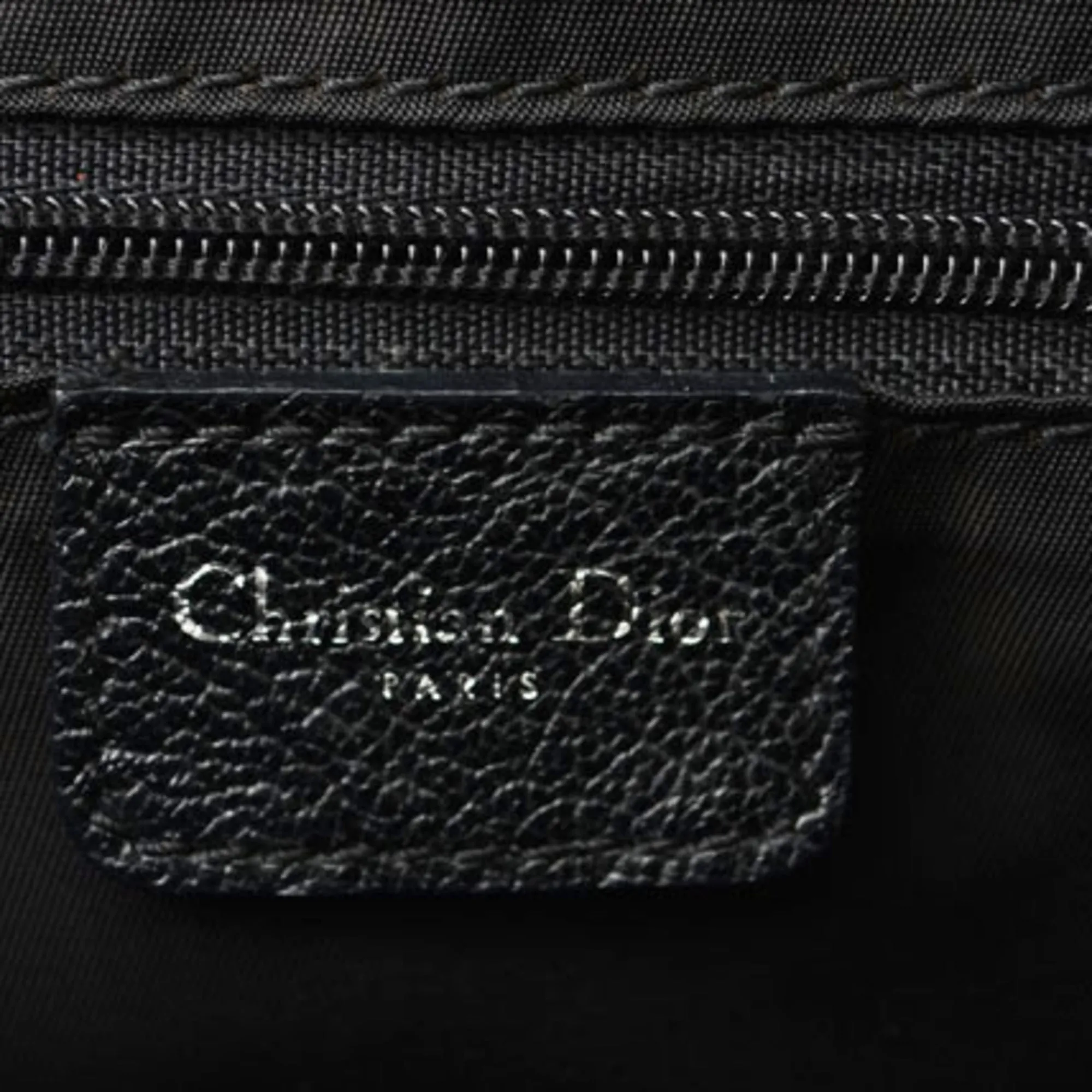 CHRISTIAN DIOR Tote Bag Embroidered Trotter Flower Embroidery Black