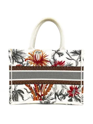 Christian Dior White Limited Edition Flower Accents Book Tote
