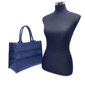 CHRISTIAN Tote Exclusive access Quality Dior Denim Book Handbag Bag Oblique Top Limited-time offer Blue Christian Medium
