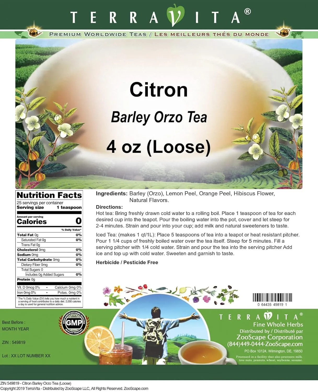 Citron Barley Orzo Tea (Loose) (4 oz, ZIN: 549819) - 2 Pack